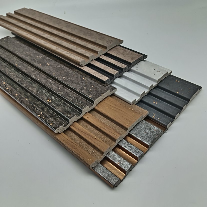 fluted wall panel PS 3-Groove Interlocking Fluted Wall Panel, Stone & Wood Grain Slat Board