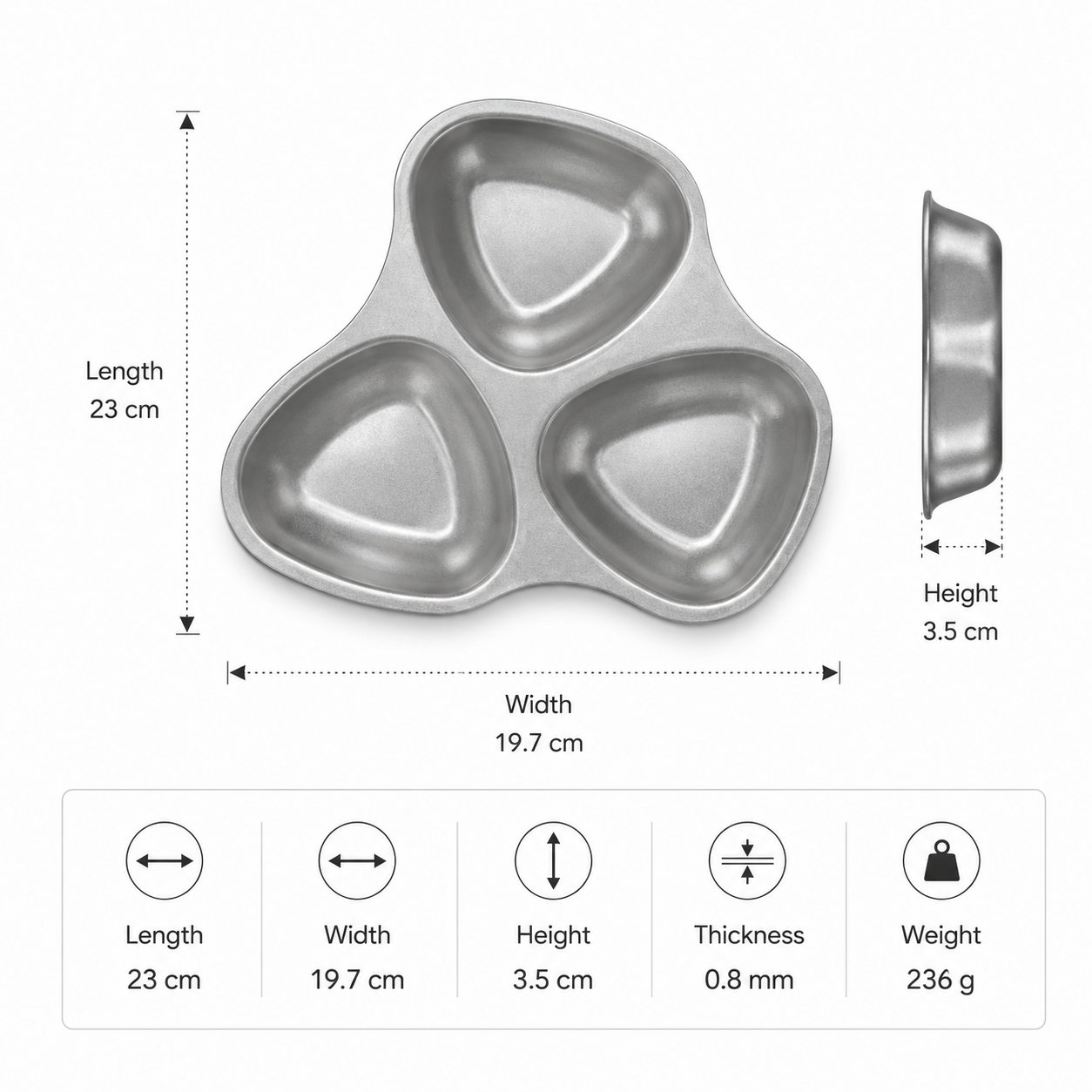 Snow‑flake Frosted Series Exclusive Special Snowflake Frosted Finish 304 Stainless Steel Snack Plate