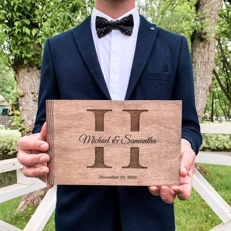 Wedding Sign-in Rustic Style Wooden Personalized Guest Book Wedding Guest Sign-in Book