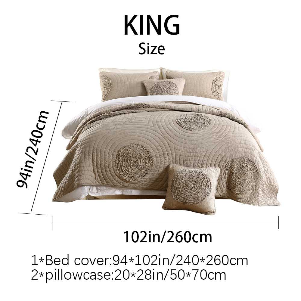 3-Piece Sets Encrypted Quilting Quilt Set Circular Pattern