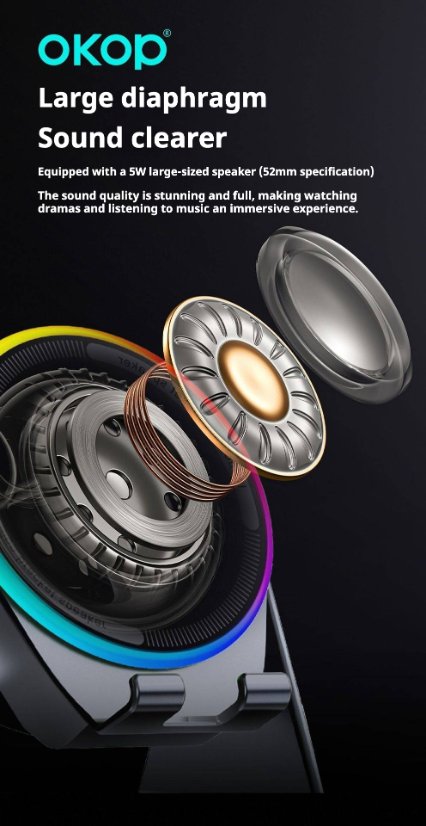 Portable Outdoor Bluetooth Speaker KP-846 Multifunctional Magnetic Speaker & Phone Stand with Induction Technology (No Bluetooth Pairing Required) and Surround Sound