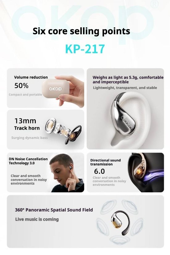 TWS Earbuds KP-217 Wireless Bluetooth Ear-Hook Earbuds