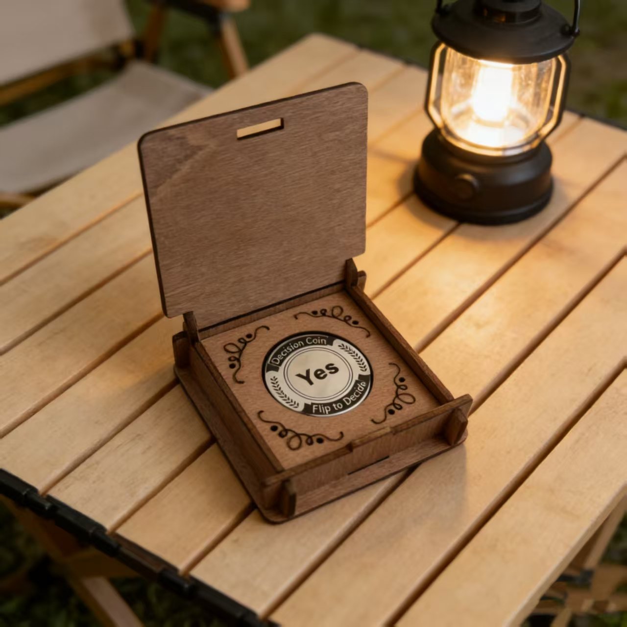Holidays, gifts Creative Gift Decision Tool with Decision Coin