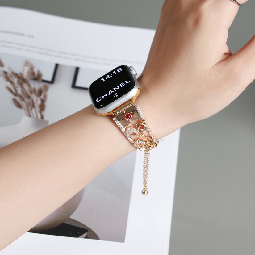 Watch strap Vintage Floral Brass & Zircon Strap for Apple Watch All Series