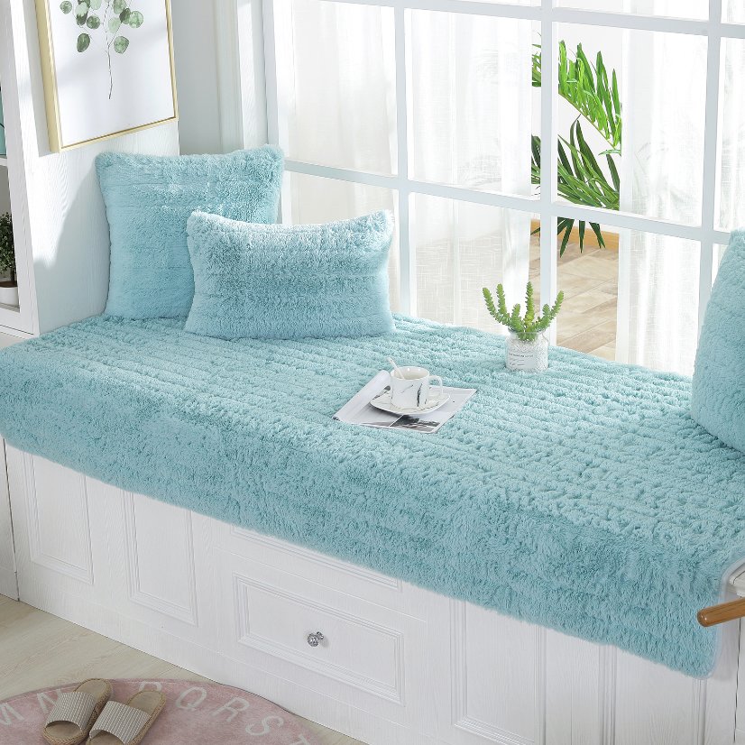 Bay window cushion Straight Stripe Long Plush Bay Window Cushion