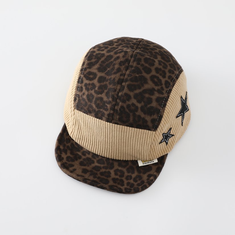 Autumn Style Leopard Print Corduroy Kids Star Baseball Cap