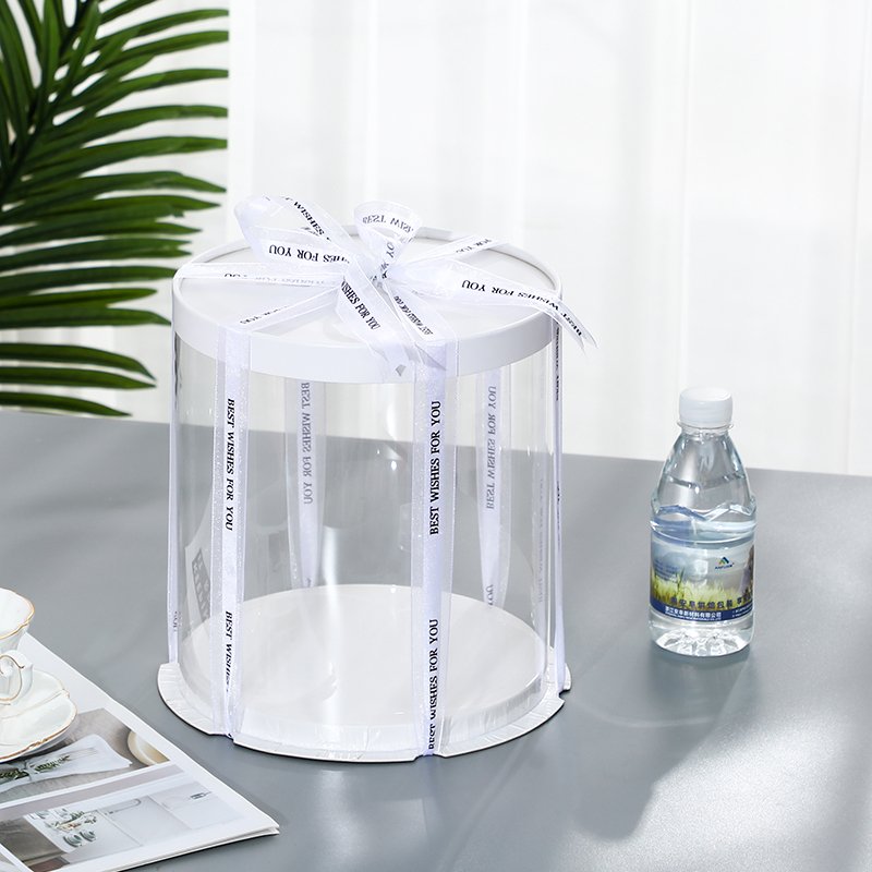 Round Cake Boxes Round Cake Box with White Lid and Clear Side Panels