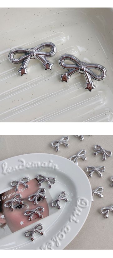 High-Quality UV Beads silver bow beads