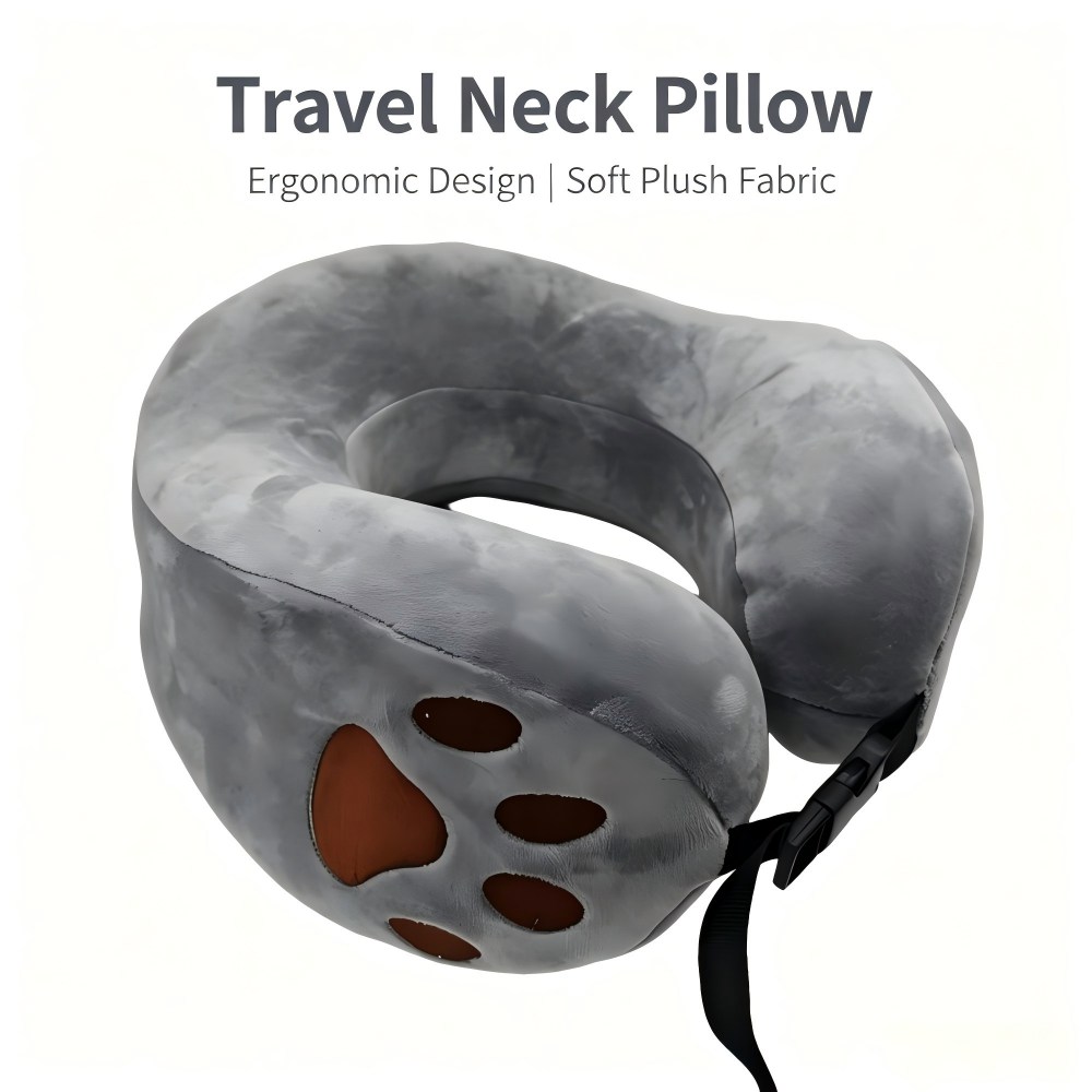 U-shaped pillow Memory Foam U-Shaped Pillow with Embroidered Animal Paw Print