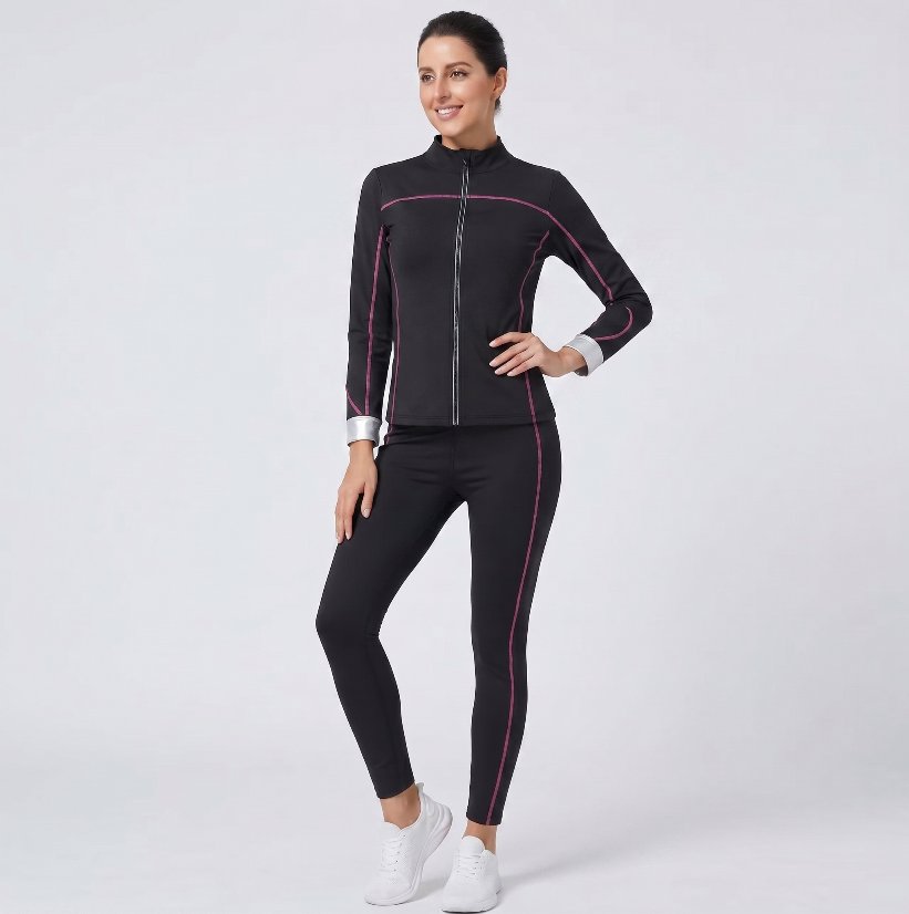 Activewear Stand Collar Hot Pink Set