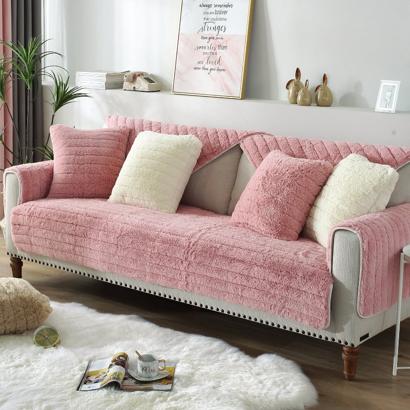 Plush sofa cushion Straight Stripe Long Plush Sofa Cushion