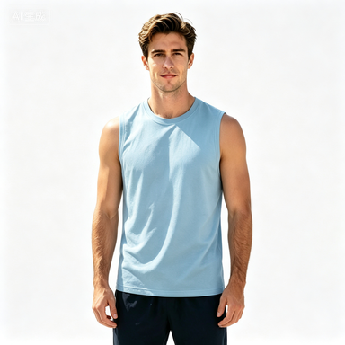 Short-Sleeve T-Shirts Men's Solid Roma-Knit Sleeveless Sports Tank Top