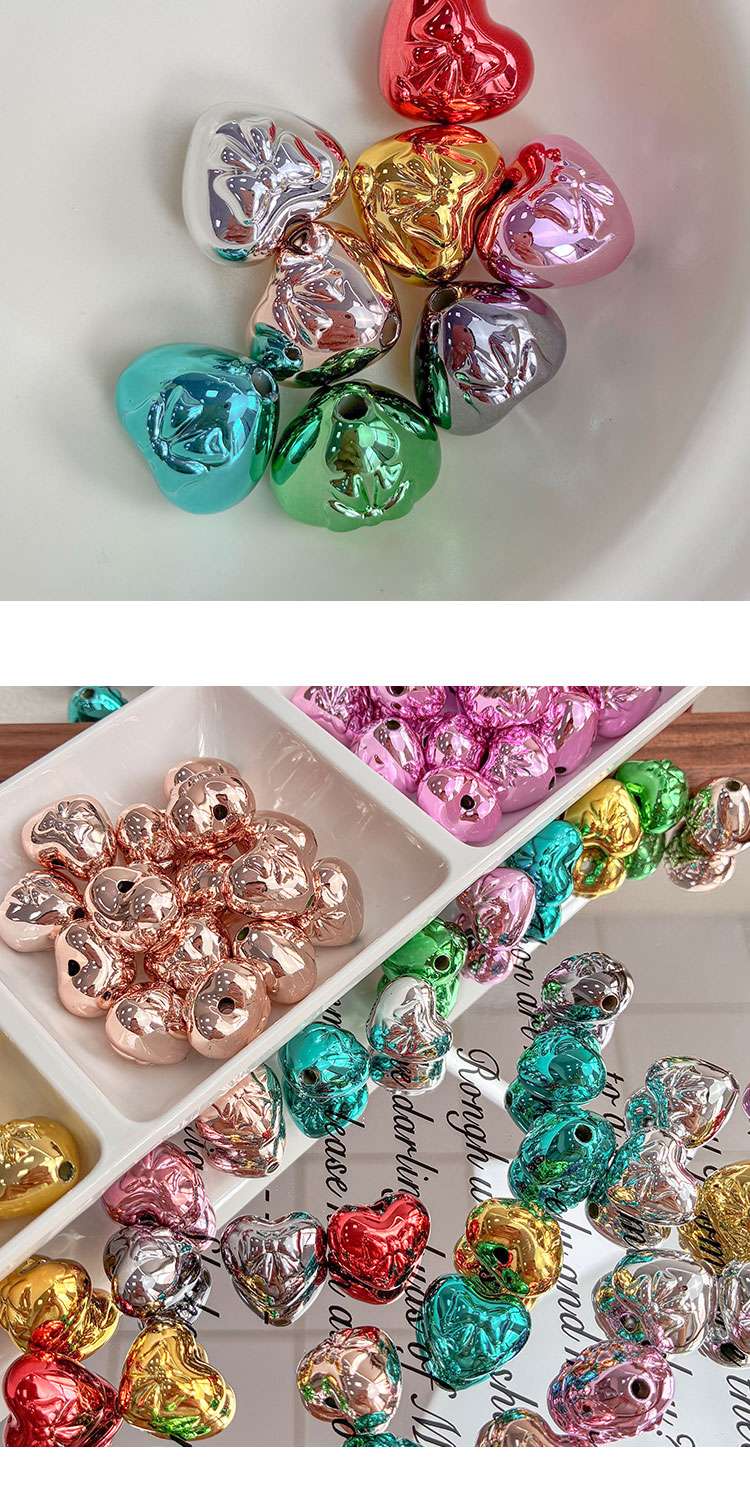 High-Quality UV Beads Metallic Princess Heart