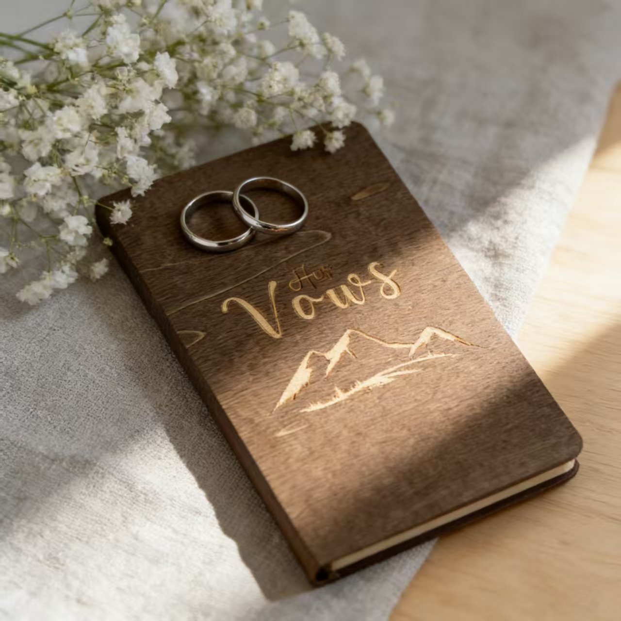 Wedding Supplies Wooden Wedding Vow Book His Her Vows Bride and Groom