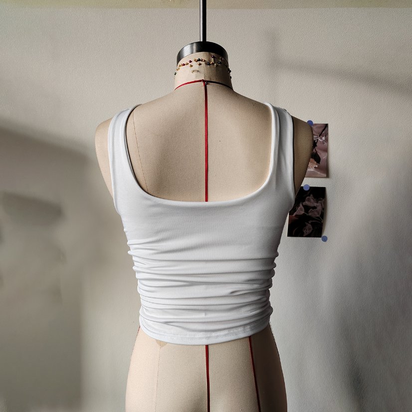 Tops 979 Square-Neck Cropped Stretch Tank Top