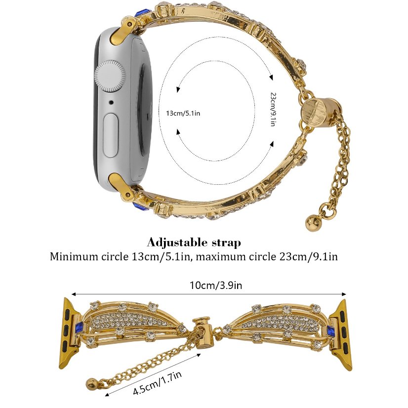 Alloy watch band  Hollow Teardrop Rhinestone Metal Strap for Apple Watch All Series