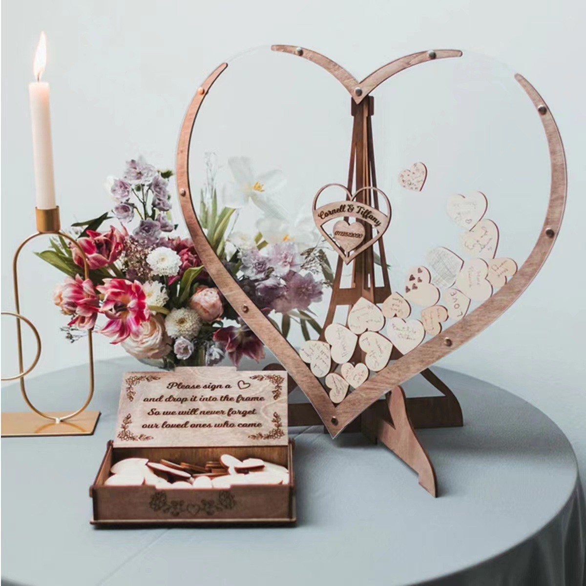Wedding Sign-in Wooden Heart Guest Message Drop Box Wedding Sign-in