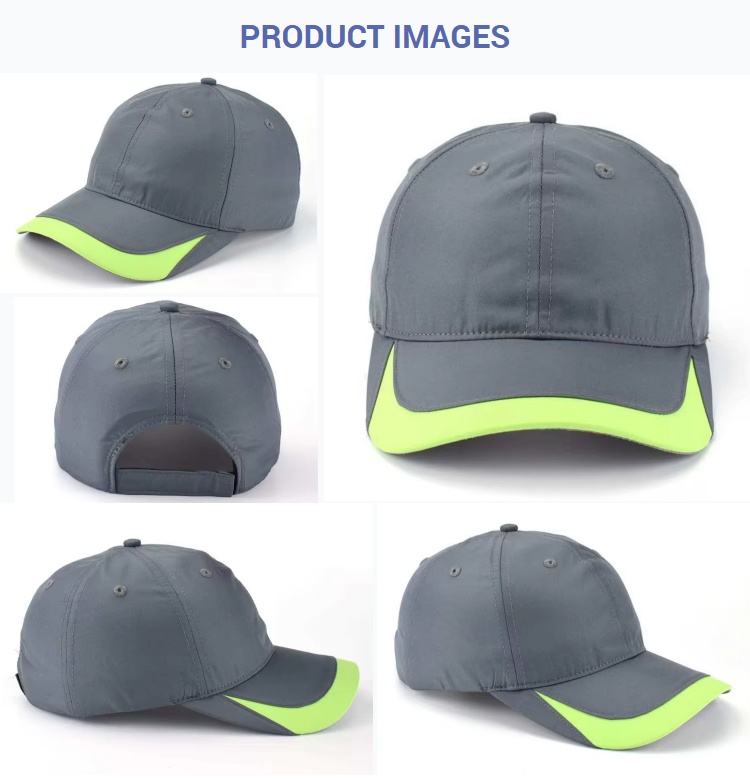 Sports Caps Lightweight Quick Dry Grey Contrast Lime Green Brim Baseball Cap Men Women Adjustable Outdoor Running Golf Curved Brim Sunshade Sports Hat