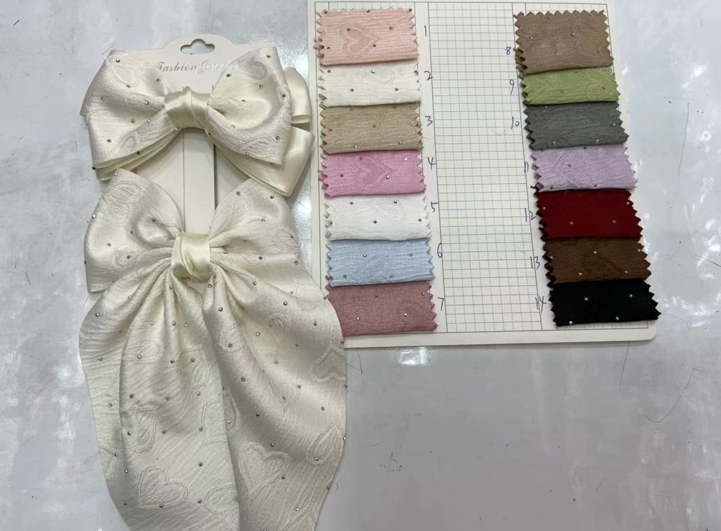 Bow-knot matching accessories Double-Layer Bubble Fabric Big Bow Streamer Hair Clip