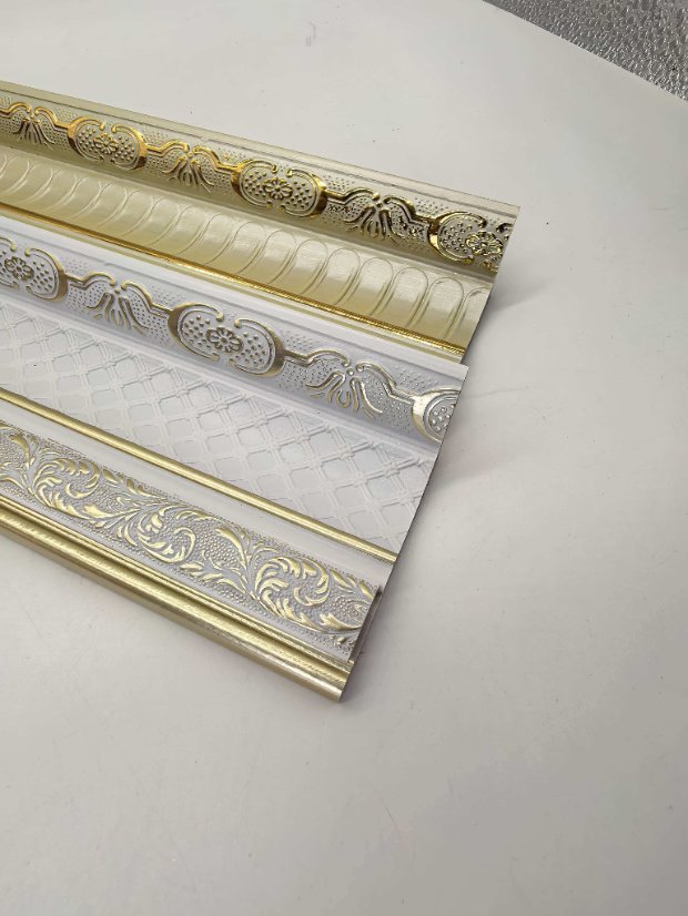 cornice PS European Gold Foil Crown Molding, Light Luxury Printed Ceiling Cornice Trim