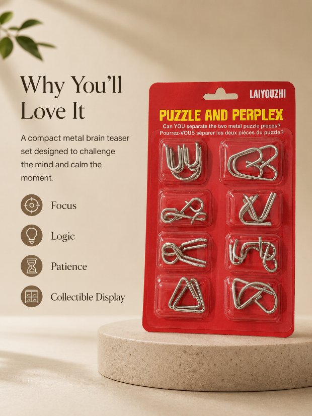 Puzzle Lock 8-piece Red Set of Intellectual Disentangling Puzzle Cards