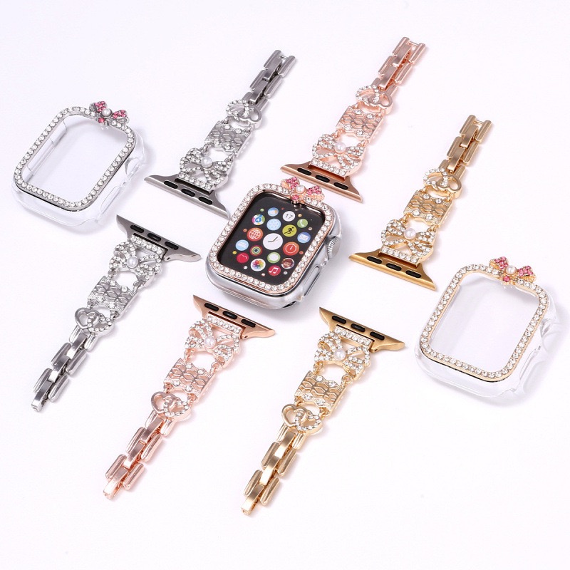 Alloy watch band Bow Rhinestone Metal Strap for Apple Watch All Series