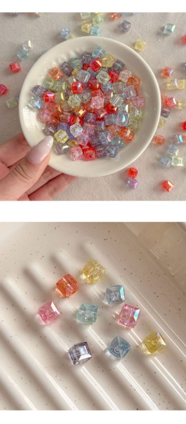 Transparent Iridescent Plated Beads 8*8mm cube beads