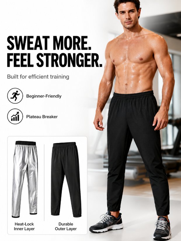 legging-shorts-capri-pant Sauna Suit Sweat Shapewear Pants Joggers Trousers Boxing Workout Weight Loss Body Shaper Sweatsuit Exercise Men