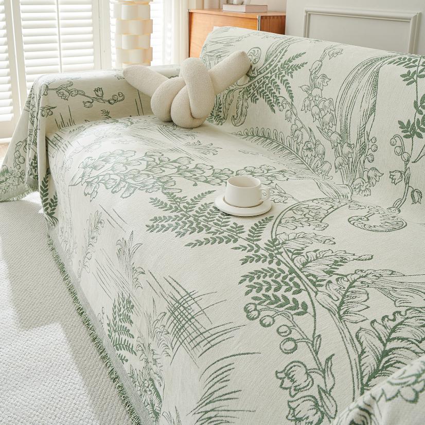 Jacquard sofa throw Lily of the Valley Sofa Throw