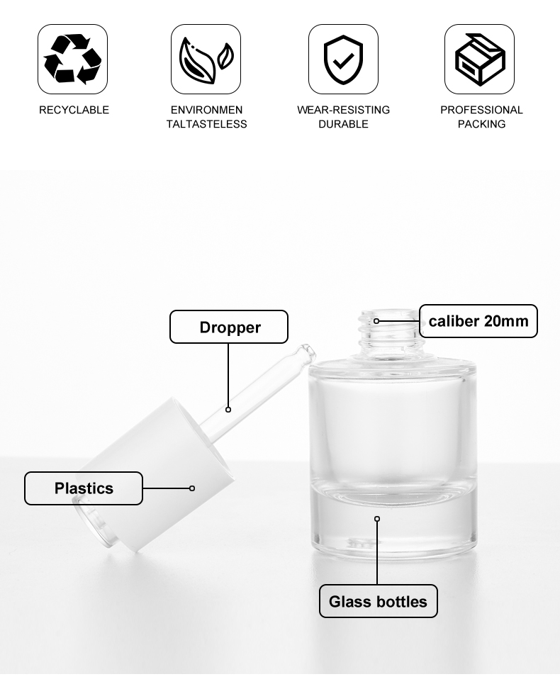 frasco cuentagotas 30ml Minimalist Press-Type Dropper Bottle for Essential Oil