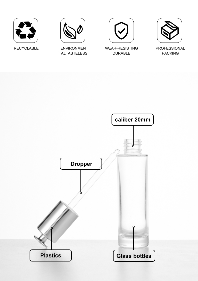 frasco cuentagotas 30ml Premium Press-Type Dropper Bottle for Essential Oil – Customizable Colors