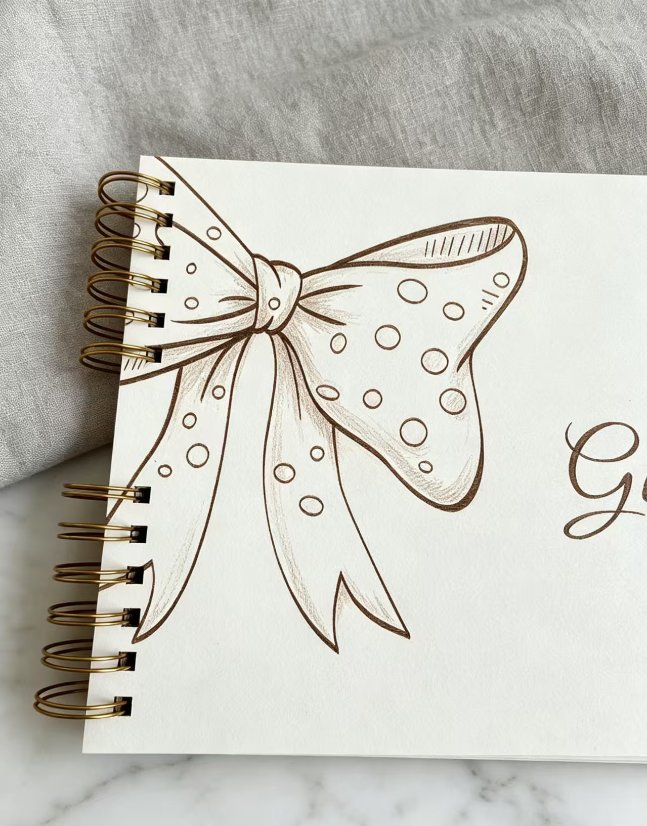 Personalized Photo Album Original Design Bow-Themed Wedding Guestbook