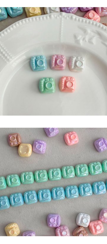 Solid Color Iridescent Plated Beads camera bead