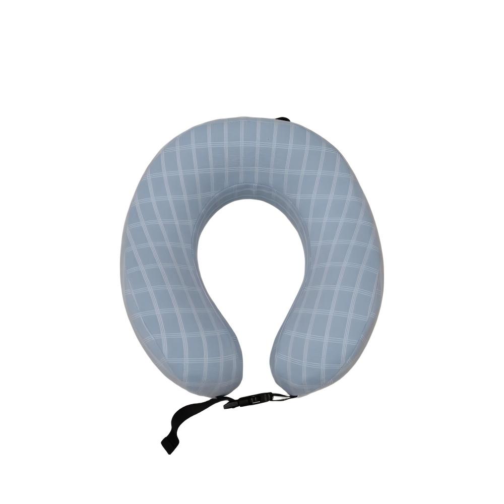 U-shaped pillow Small Grid Pattern Memory Foam Neck Pillow – Foldable & Portable