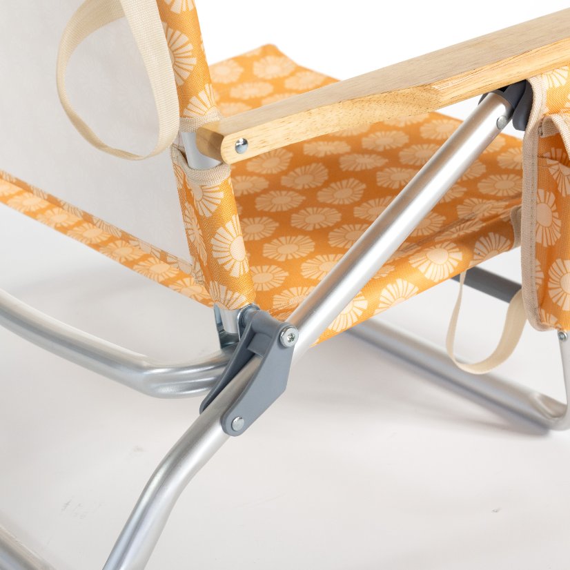 Beach Chair wooden armrest five-position adjustable strap chair