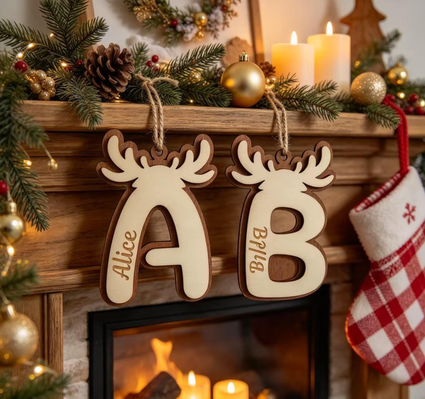 Holidays, gifts Christmas Wooden Reindeer 26 Letters Pendant