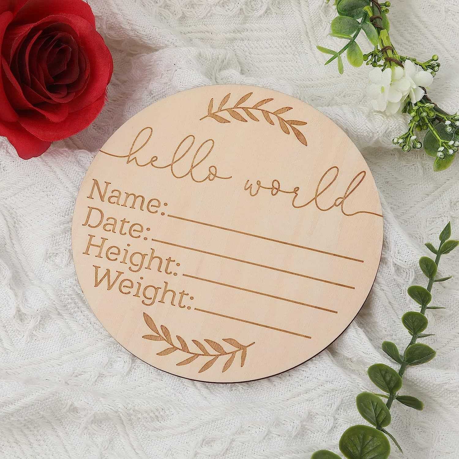 Infant Baptism Newborn Sign Round Wooden Milestone