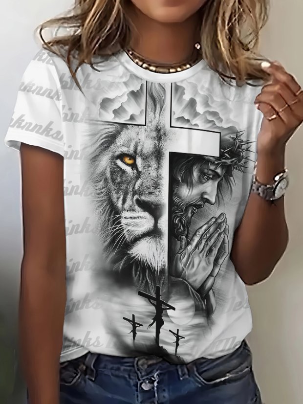Women's T-shirt Summer Women's Casual Crew Neck Short-Sleeve T-Shirt