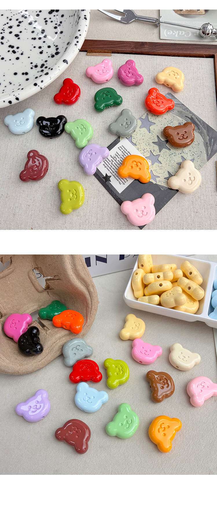 High-Quality UV Beads Painted cute bear-693