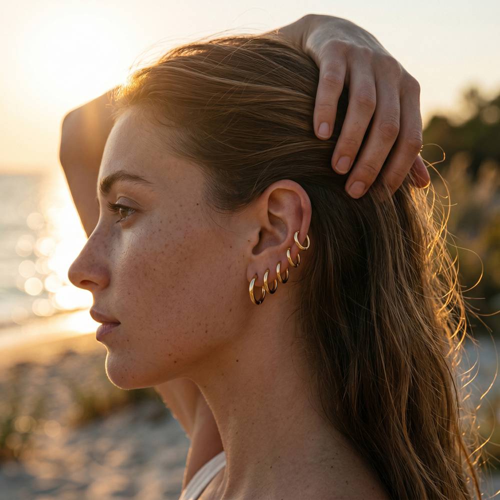 Copper Stud Earring Set Solistack Gradient Hoops