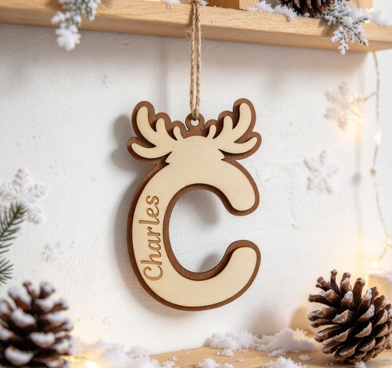 Holidays, gifts Christmas Wooden Reindeer 26 Letters Pendant