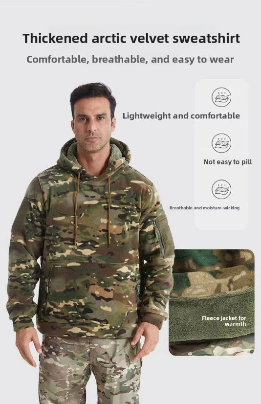 Fleece Jacket Cross-Border Exclusive Unisex Camo Fleece Jacket – Plus-Size Hooded Warm Fleece Jacket Made in China