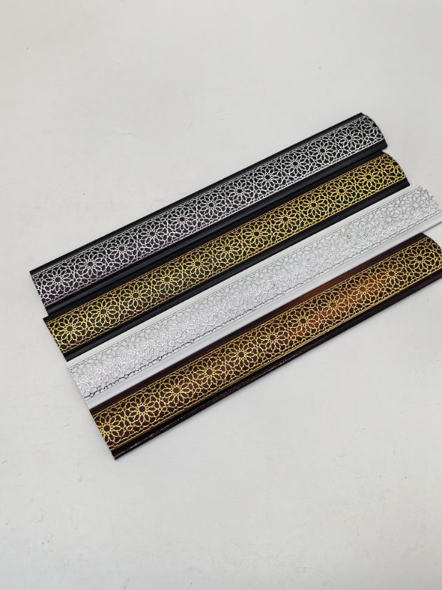 decor line PS Islamic Geometric Pattern Curved Molding, Middle Eastern Gold Foil Frame Trim