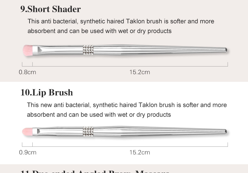 Daily brush set Makeup Brush Set, 11PCS Silver Glitter Crystal Make Up Brush