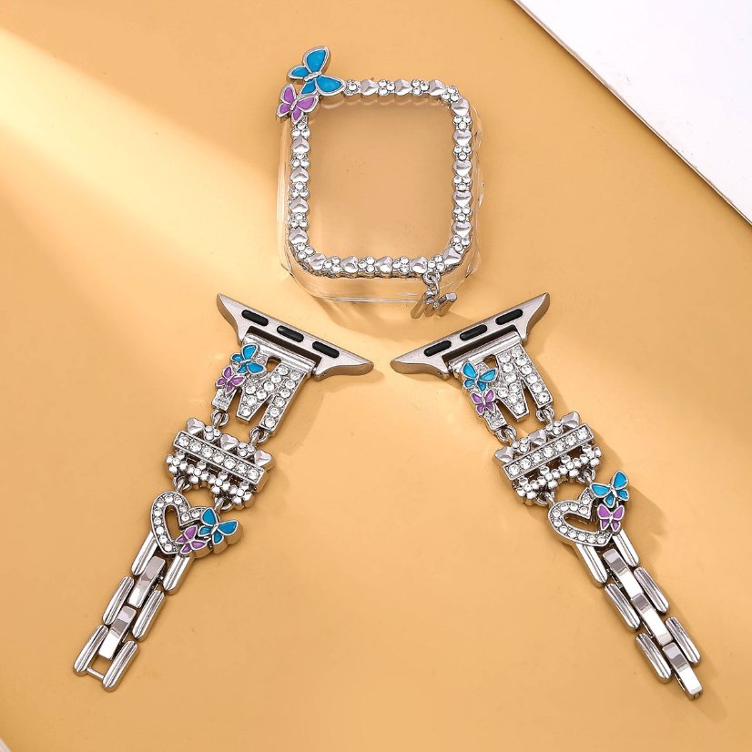 Alloy watch band 26-Letter Alphabet Rhinestone Strap Set for Apple Watch All Series