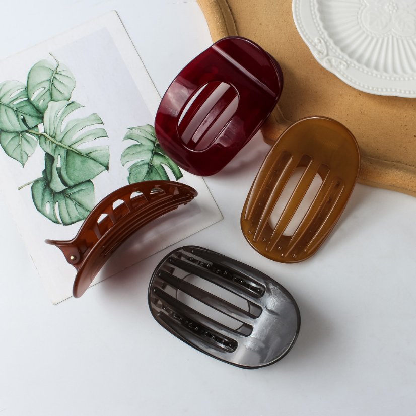 Snap Clip New Style Oval Claw Clip for Women, Non-Pressure Arc Duckbill Clip, Elegant Updo Hair Clip