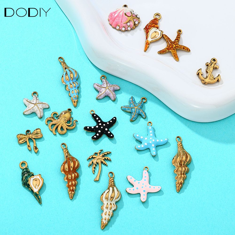 Charms DODY Ocean Enamel Charms | 316L Stainless Steel 18K PVD Gold DIY Jewelry Pendants