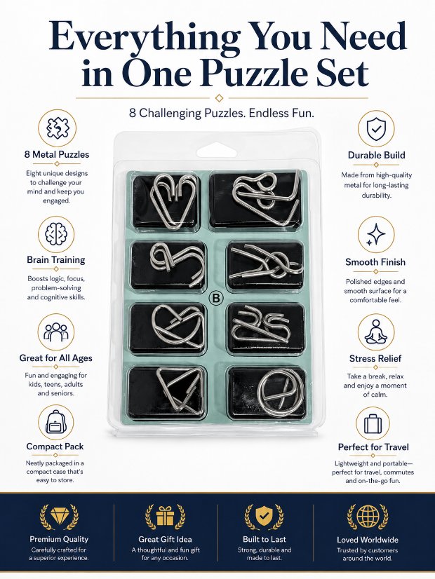 Puzzle Lock 8-piece Set B of Intelligence Unlocking Puzzle Bubble Box