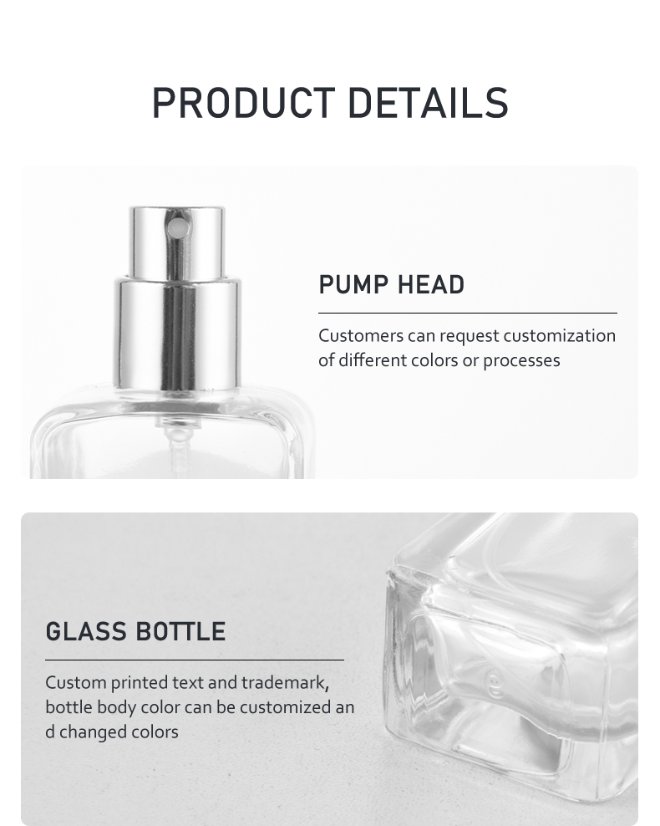 frasco de perfume 30ml Square Perfume Bottle with Wooden Cap – Spray Glass Bottle