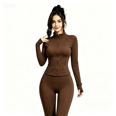 Yoga & Activewear Women's Zip-Up Cropped Jacket and High-Waist Yoga Leggings Set